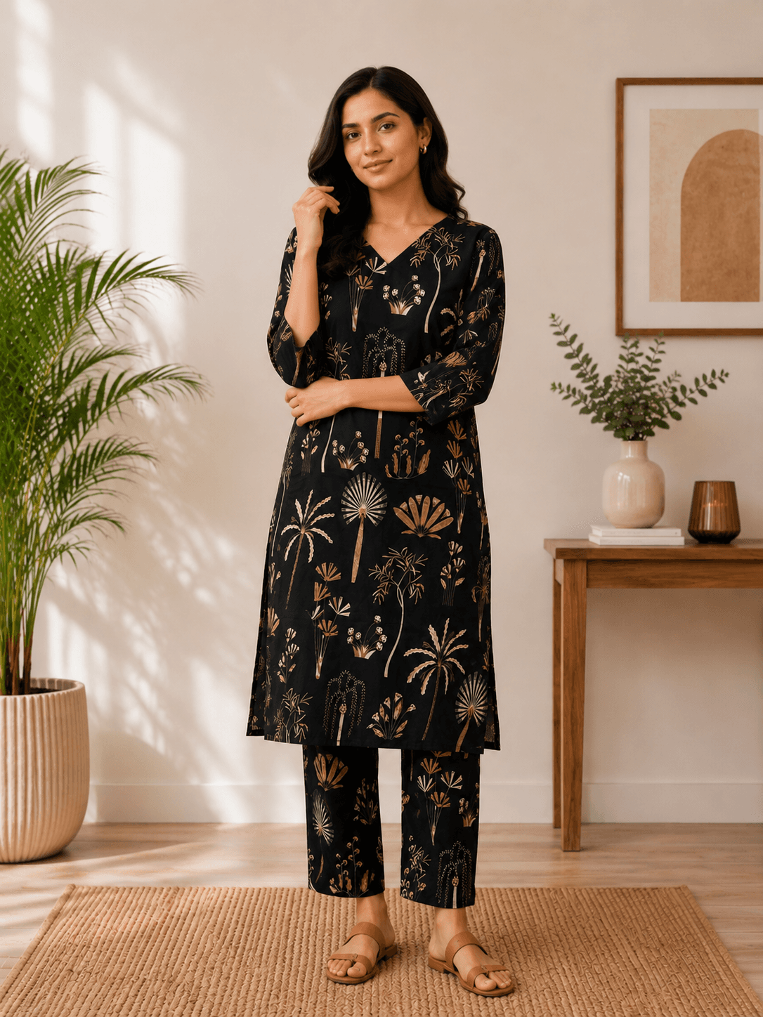 Premium Nature-Inspired Printed Kurti & Pant Set for Women | My Fashion