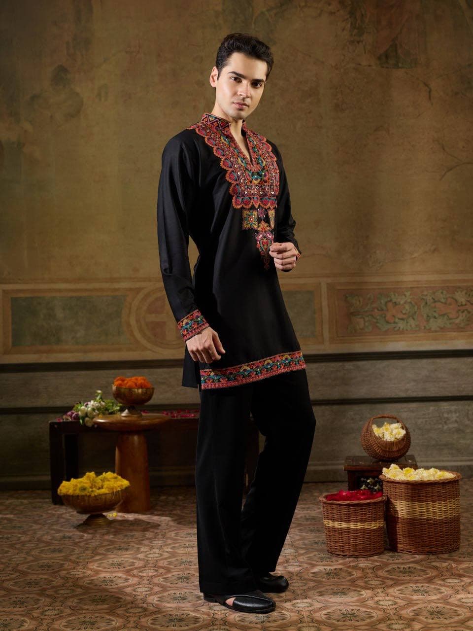 My Fashion Navratri 2026 Heavy Rayon Multi-Color Resham Thread Embroidered Kurta Pant Set