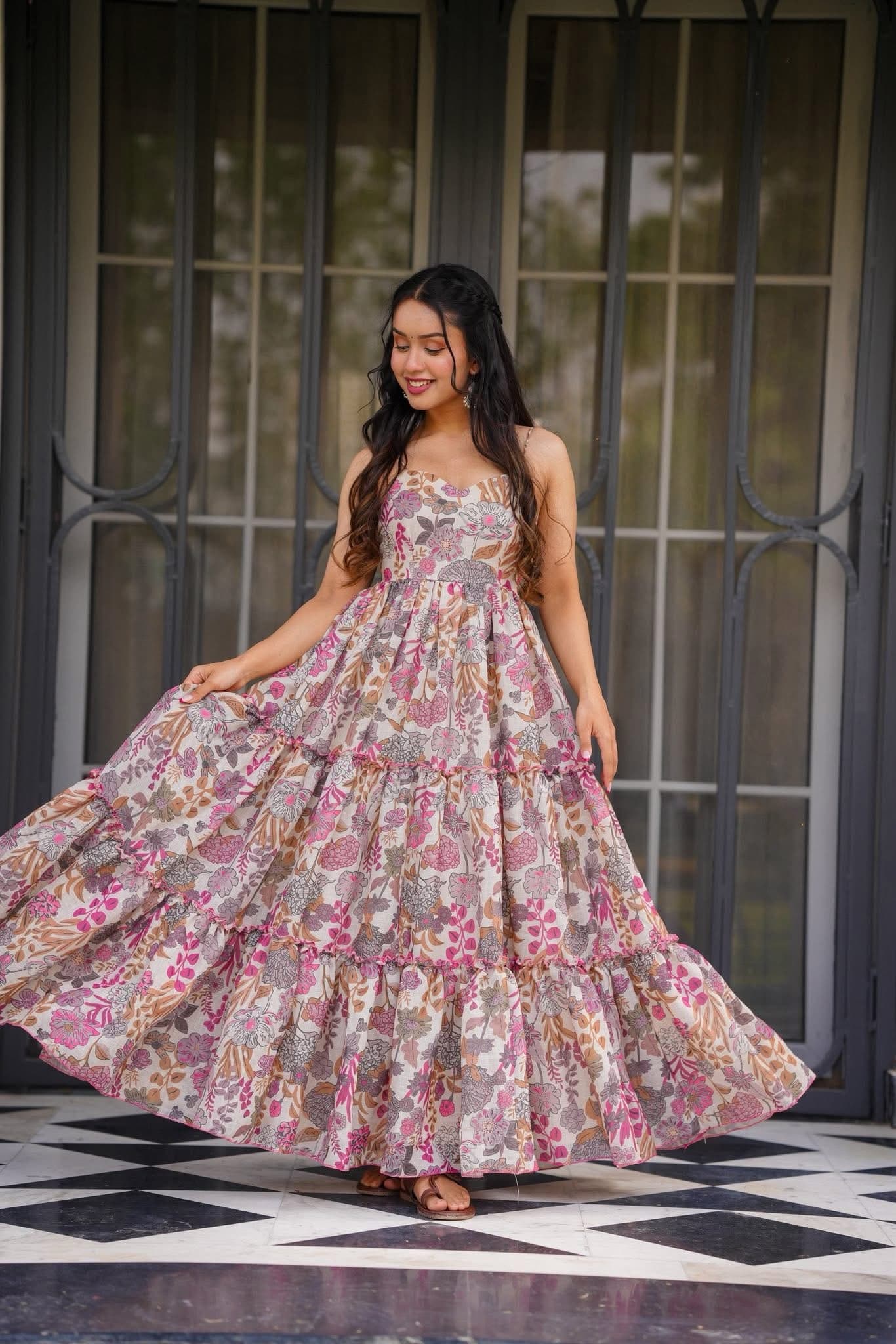 Premium Printed Poly Rayon Western Dress for Women | My Fashion