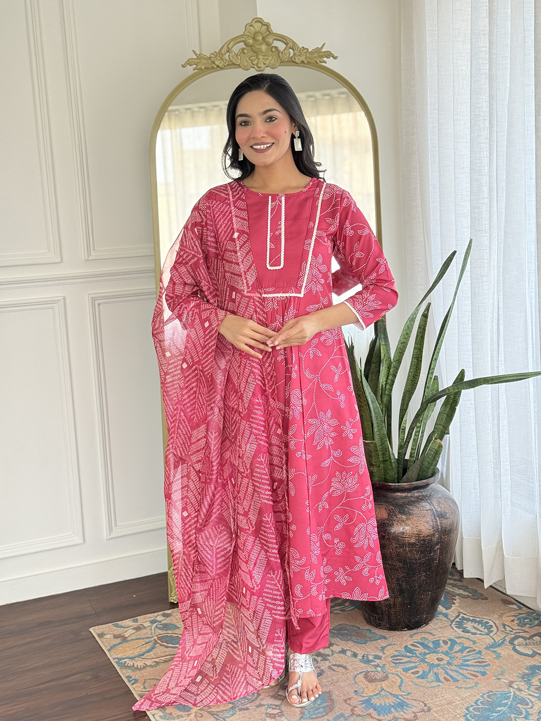 MY Fashion Premium Embroidered Kurti Pant & Tabby Floral Printed Dupatta Set � D712